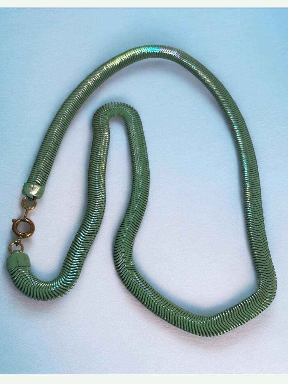 Vintage AB Green Flexible Snake Chain Necklace